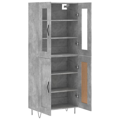 Highboard Concrete Grey 69.5x34x180 cm Engineered Wood