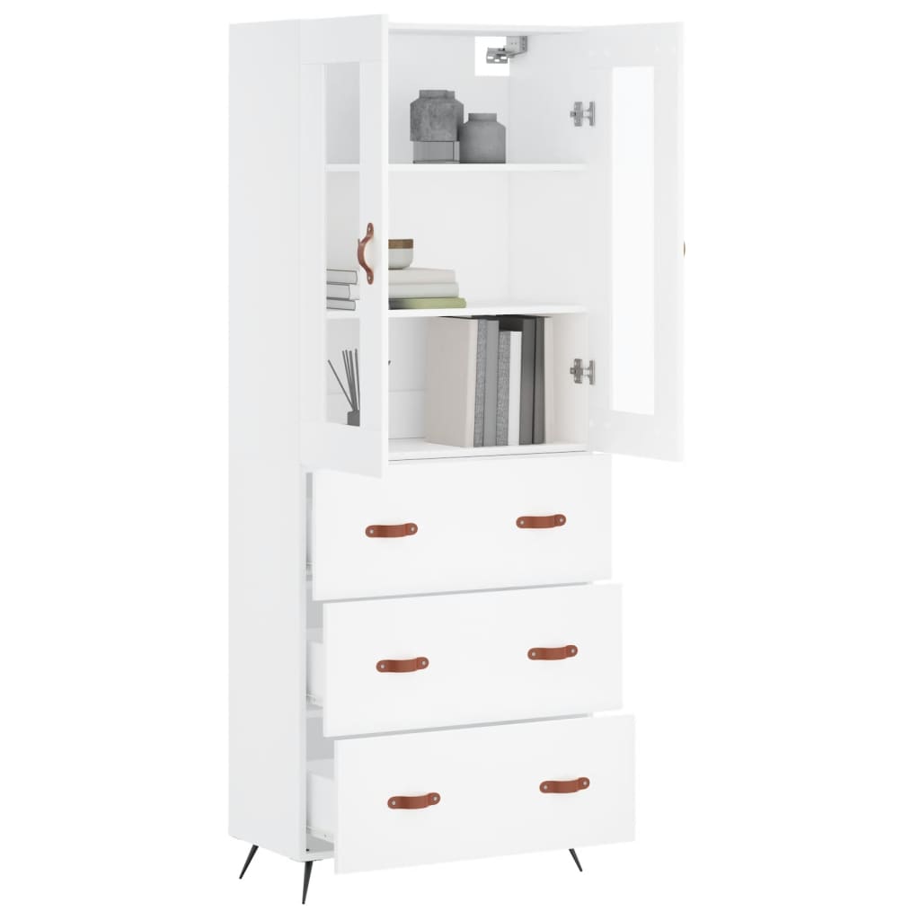 Highboard White 69,5x34x180 cm Engineered Wood