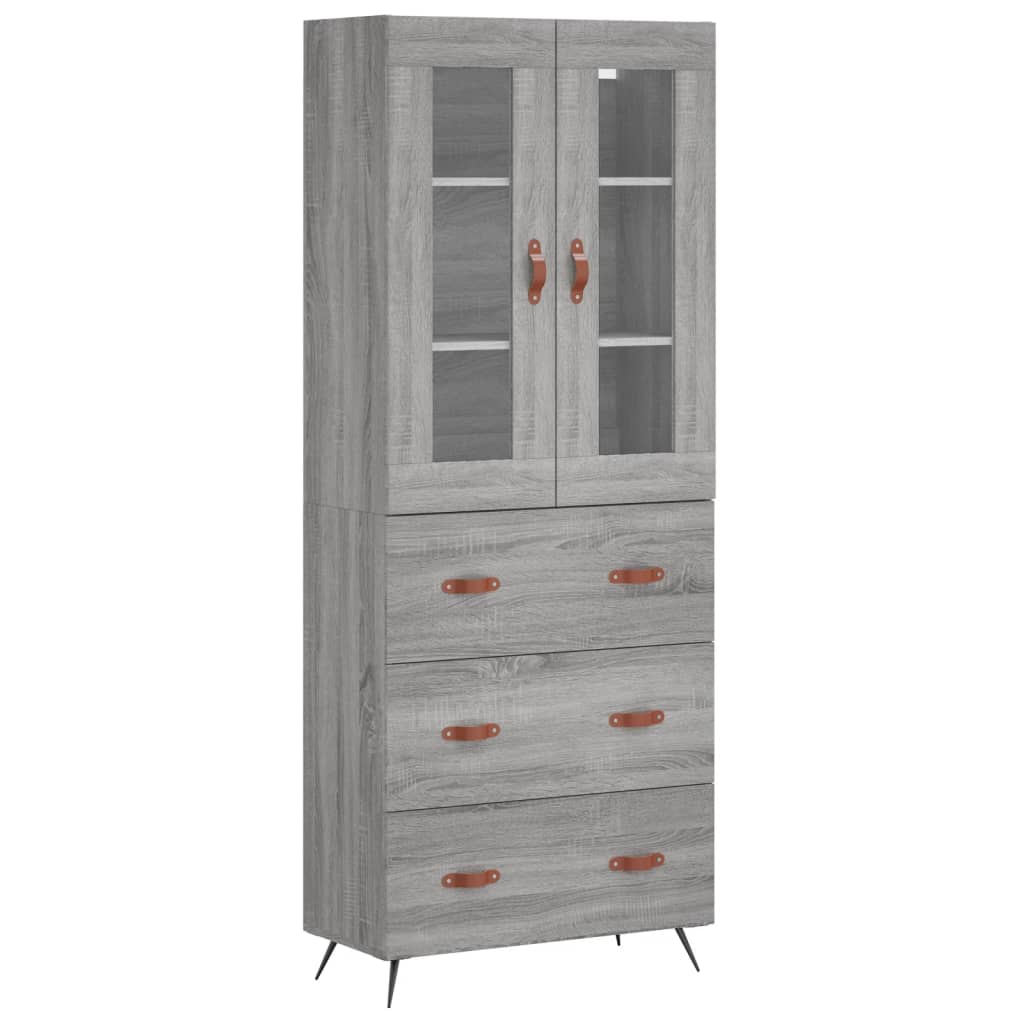 Highboard Grey Sonoma 69,5x34x180 cm Engineered Wood