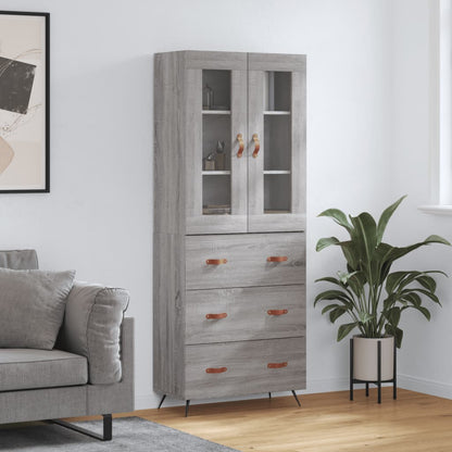 Highboard Grey Sonoma 69,5x34x180 cm Engineered Wood
