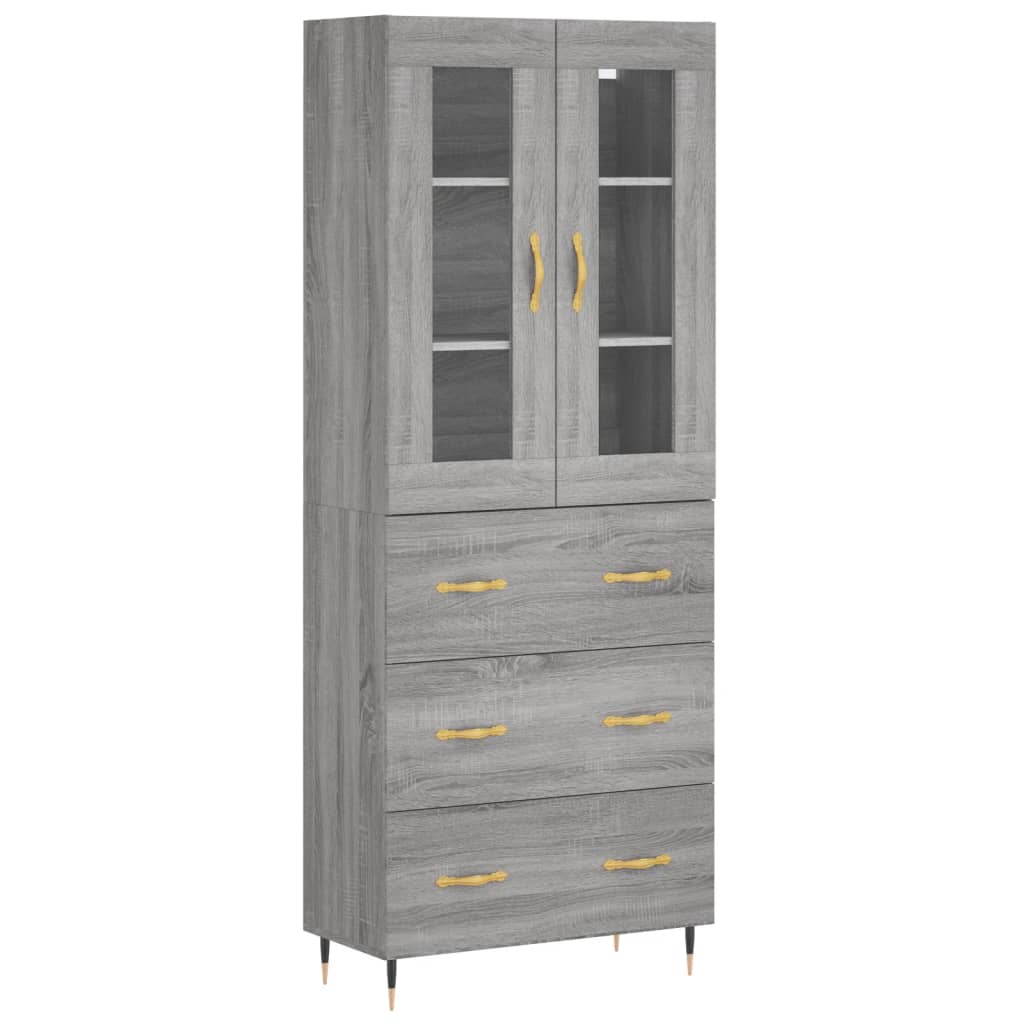 Highboard Grey Sonoma 69,5x34x180 cm Engineered Wood
