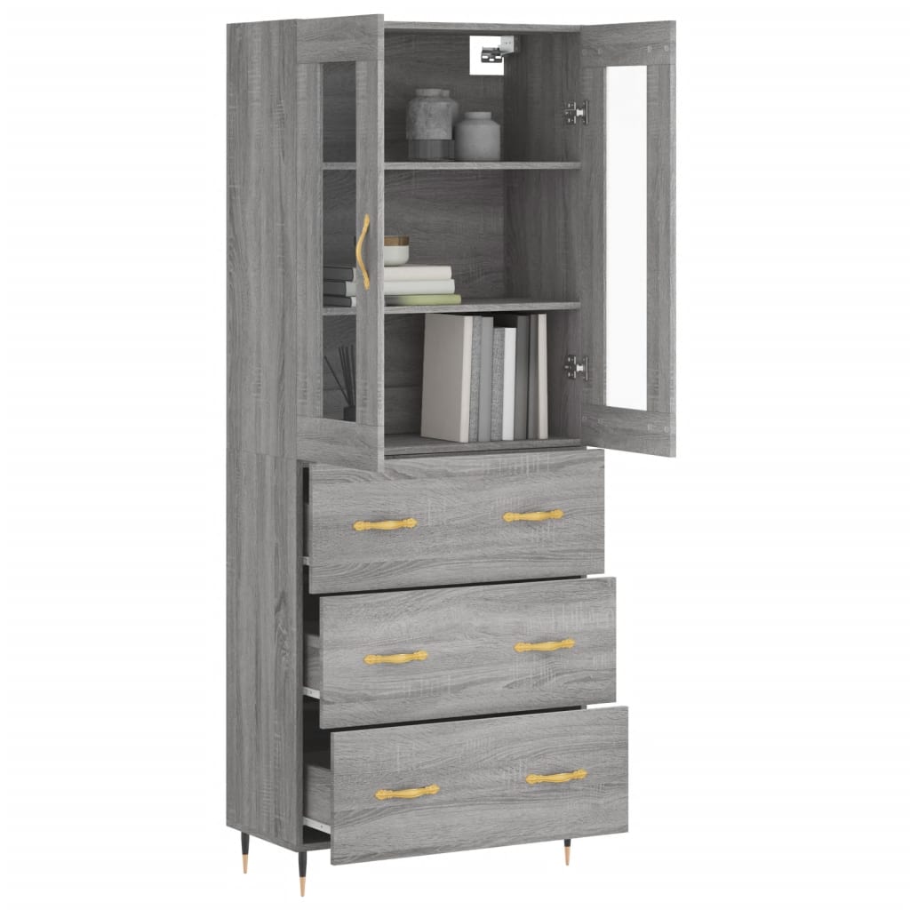 Highboard Grey Sonoma 69,5x34x180 cm Engineered Wood