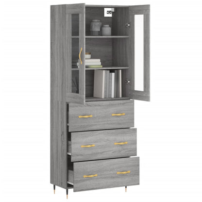 Highboard Grey Sonoma 69,5x34x180 cm Engineered Wood