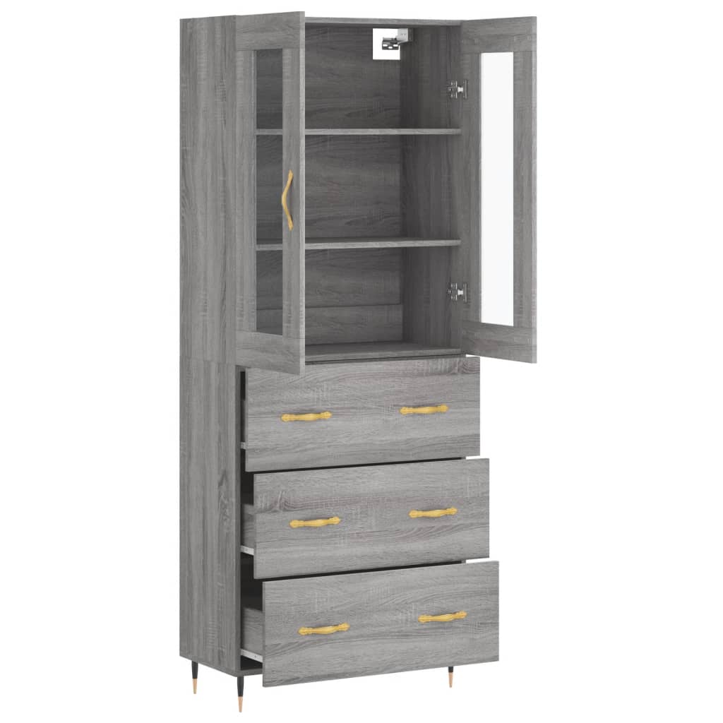 Highboard Grey Sonoma 69,5x34x180 cm Engineered Wood