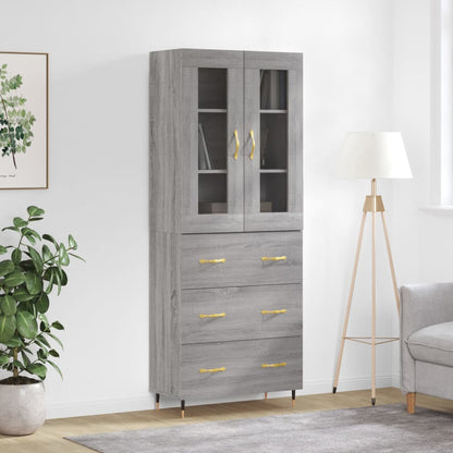Highboard Grey Sonoma 69,5x34x180 cm Engineered Wood