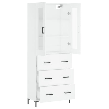 Highboard White 69.5x34x180 cm Engineered Wood