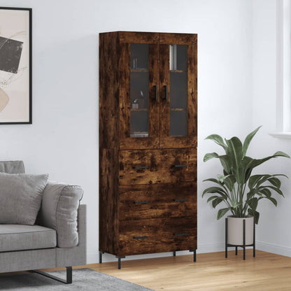 Highboard Smoked Oak 69,5x34x180 cm Engineered Wood