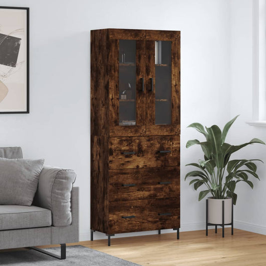 Highboard Smoked Oak 69,5x34x180 cm Engineered Wood
