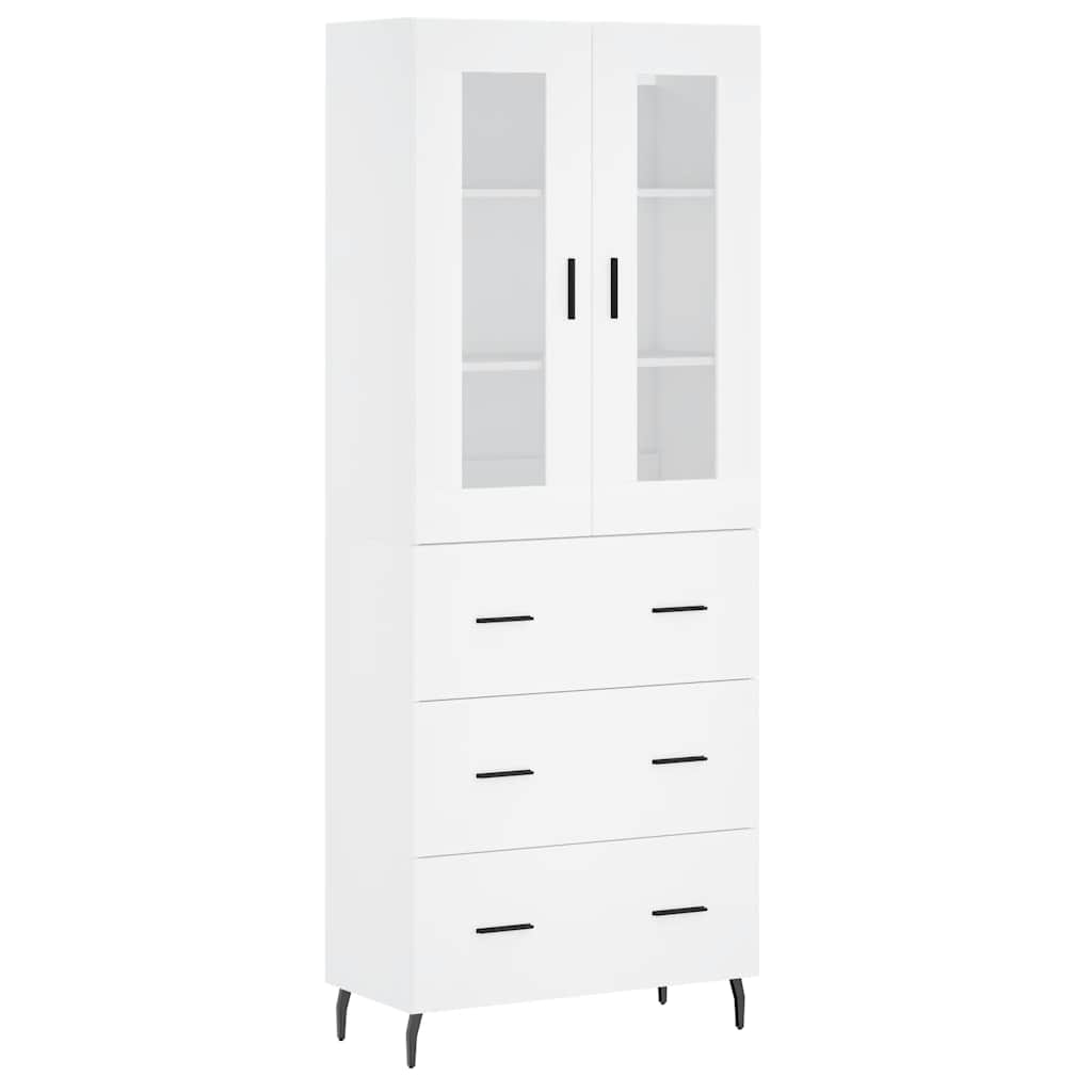Highboard White 69.5x34x180 cm Engineered Wood