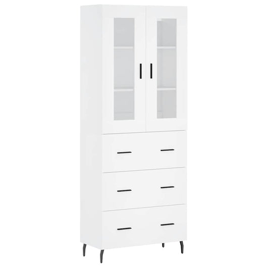 Highboard White 69.5x34x180 cm Engineered Wood