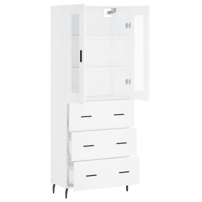 Highboard White 69.5x34x180 cm Engineered Wood