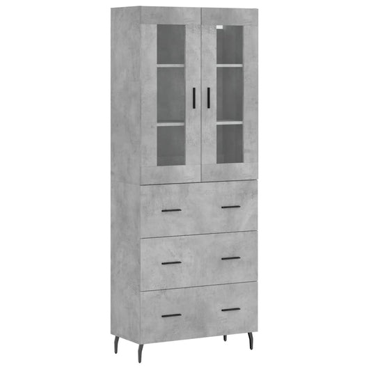 Highboard Concrete Grey 69,5x34x180 cm Engineered Wood