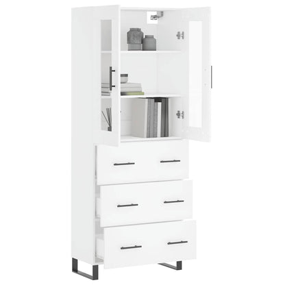 Highboard White 69.5x34x180 cm Engineered Wood