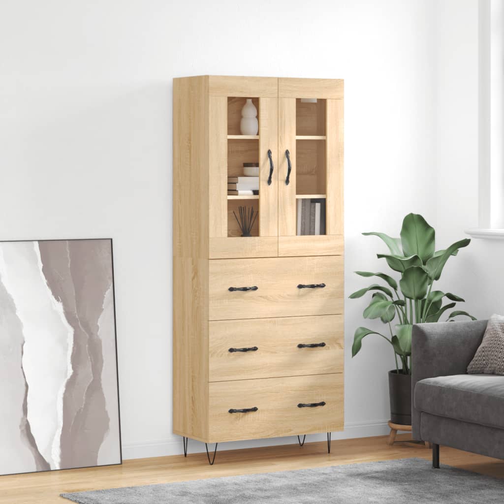 Highboard Sonoma Oak 69.5x34x180 cm Engineered Wood