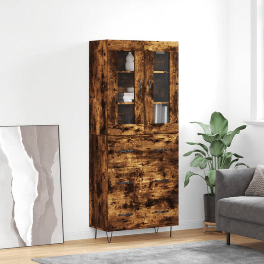 Highboard Smoked Oak 69,5x34x180 cm Engineered Wood