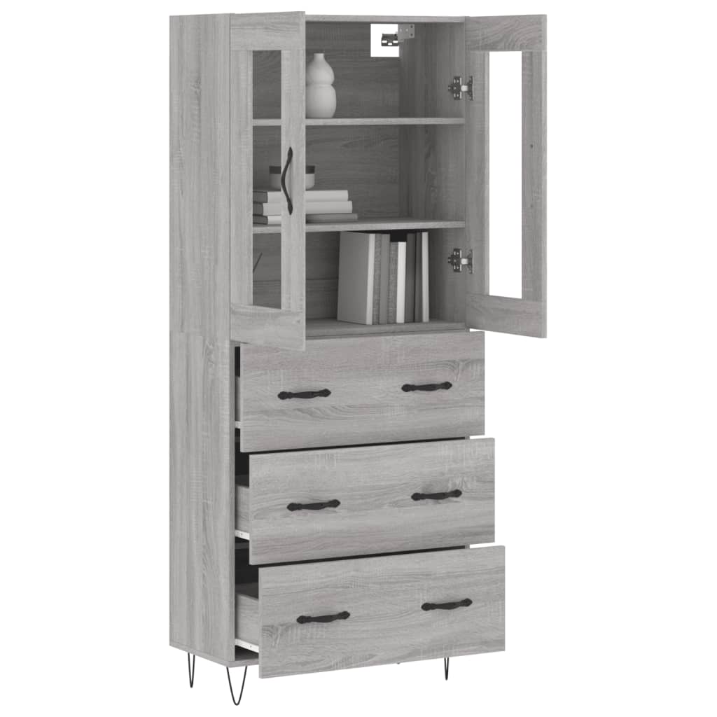 Highboard Grey Sonoma 69.5x34x180 cm Engineered Wood