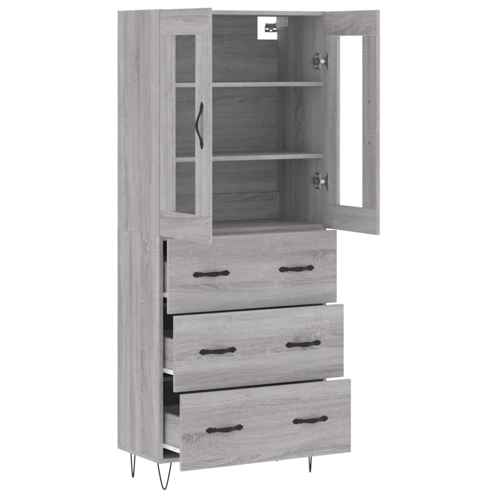 Highboard Grey Sonoma 69.5x34x180 cm Engineered Wood