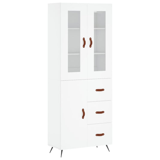 Highboard White 69,5x34x180 cm Engineered Wood