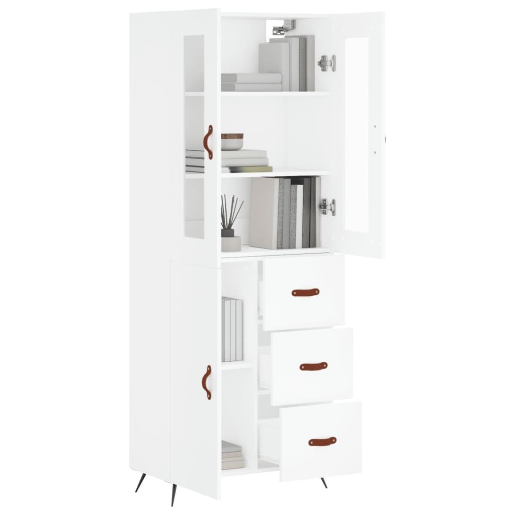 Highboard White 69,5x34x180 cm Engineered Wood