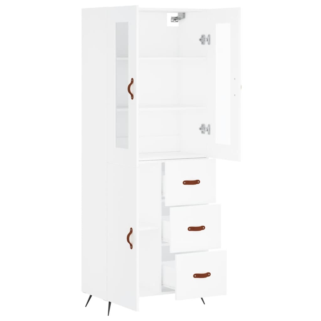 Highboard White 69,5x34x180 cm Engineered Wood