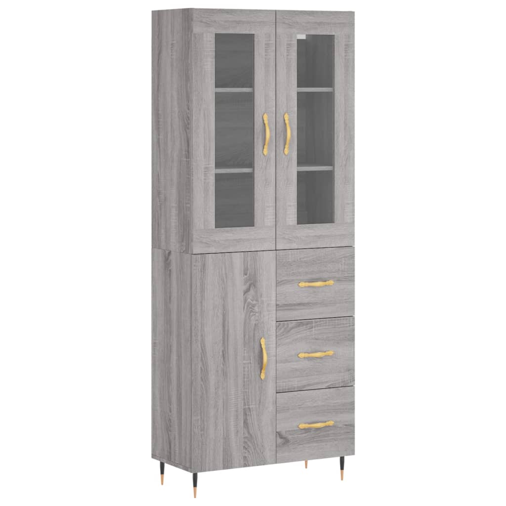 Highboard Grey Sonoma 69,5x34x180 cm Engineered Wood