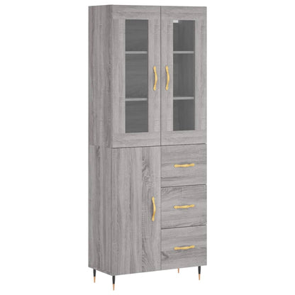 Highboard Grey Sonoma 69,5x34x180 cm Engineered Wood