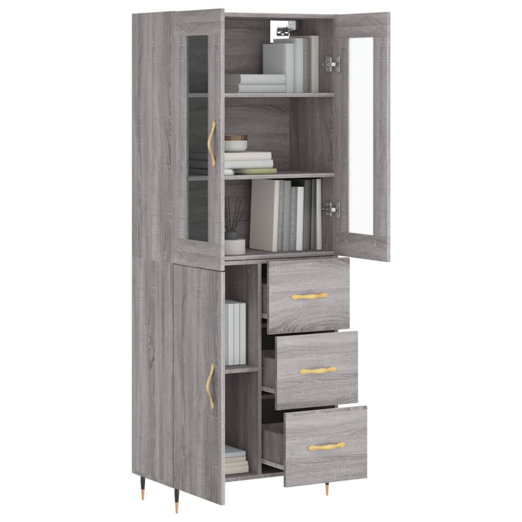 Highboard Grey Sonoma 69,5x34x180 cm Engineered Wood