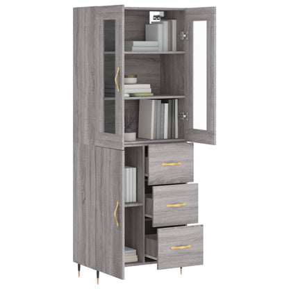 Highboard Grey Sonoma 69,5x34x180 cm Engineered Wood