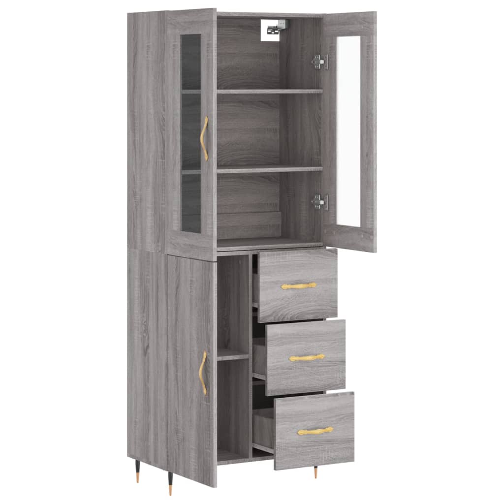 Highboard Grey Sonoma 69,5x34x180 cm Engineered Wood