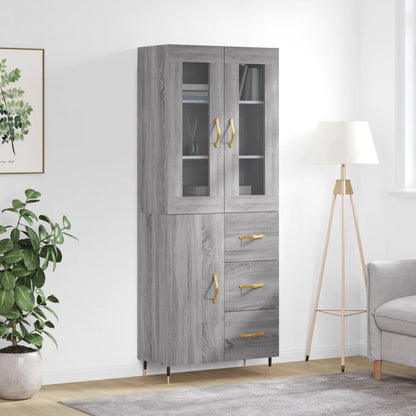 Highboard Grey Sonoma 69,5x34x180 cm Engineered Wood