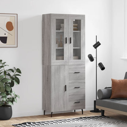 Highboard Grey Sonoma 69.5x34x180 cm Engineered Wood