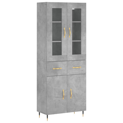 Highboard Concrete Grey 69,5x34x180 cm Engineered Wood