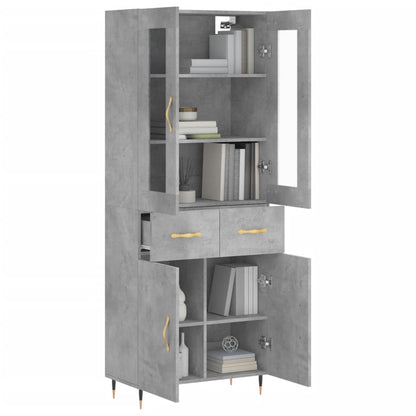 Highboard Concrete Grey 69,5x34x180 cm Engineered Wood