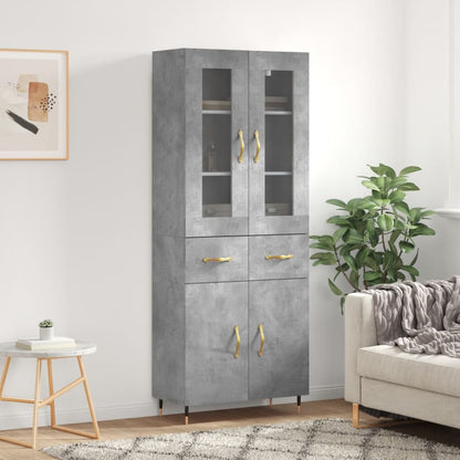 Highboard Concrete Grey 69,5x34x180 cm Engineered Wood