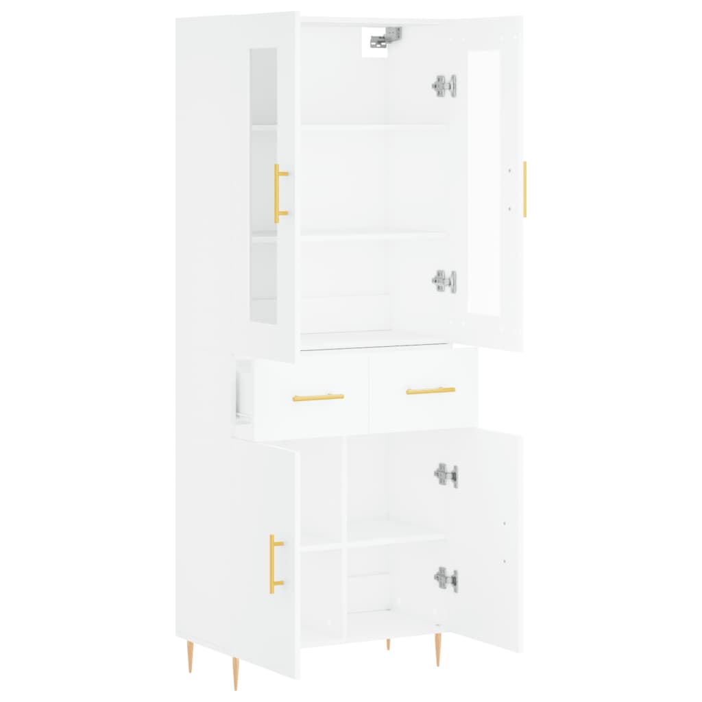 Highboard White 69.5x34x180 cm Engineered Wood