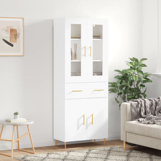 Highboard White 69.5x34x180 cm Engineered Wood