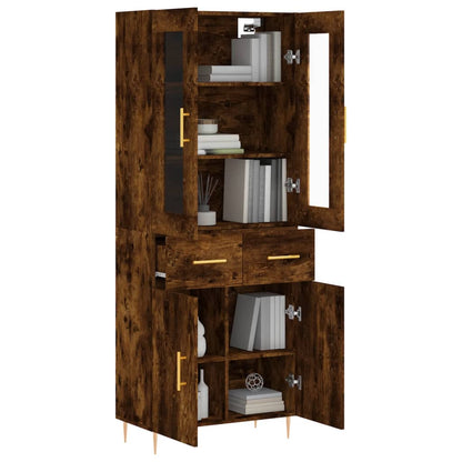 Highboard Smoked Oak 69.5x34x180 cm Engineered Wood