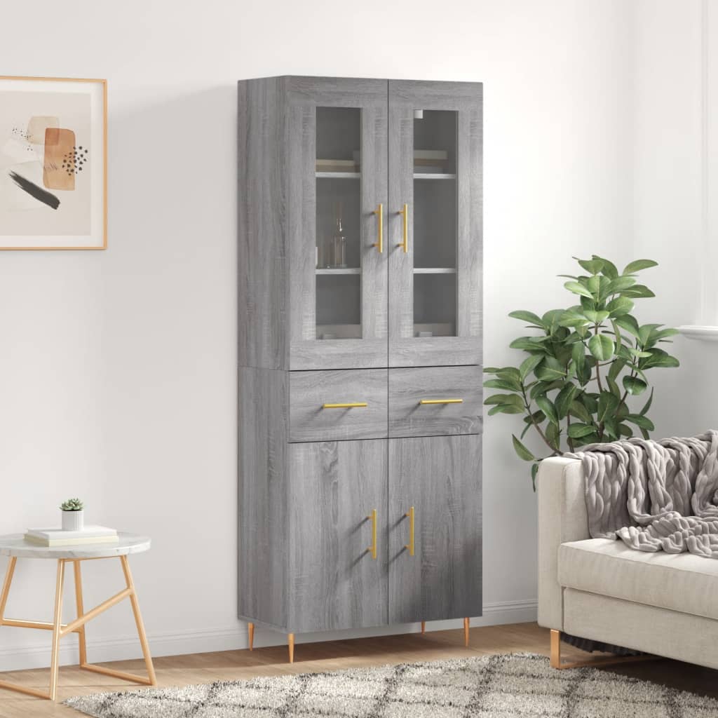 Highboard Grey Sonoma 69.5x34x180 cm Engineered Wood