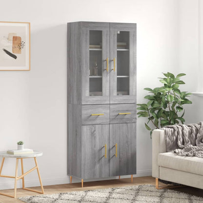 Highboard Grey Sonoma 69.5x34x180 cm Engineered Wood