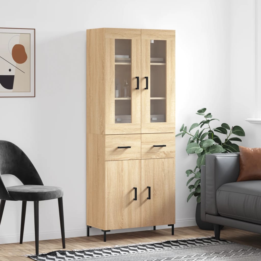Highboard Sonoma Oak 69.5x34x180 cm Engineered Wood