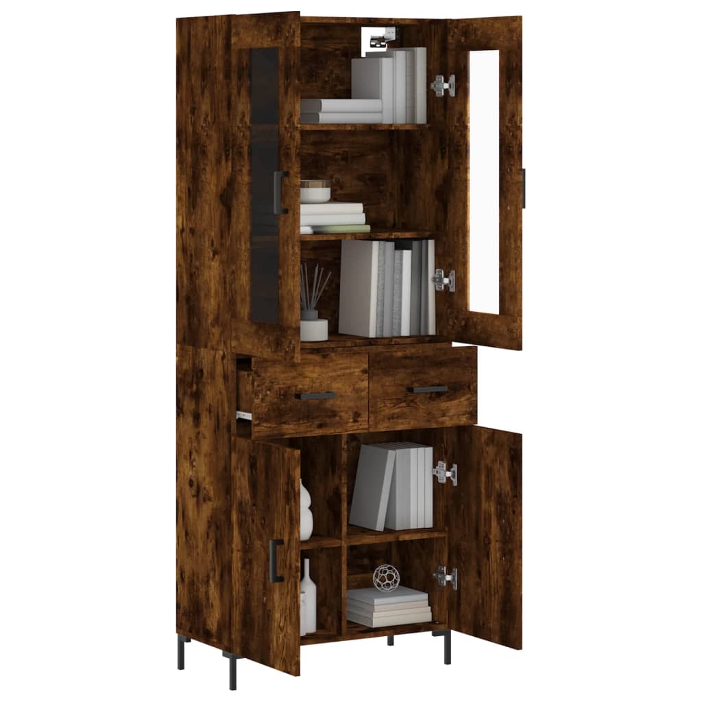 Highboard Smoked Oak 69.5x34x180 cm Engineered Wood