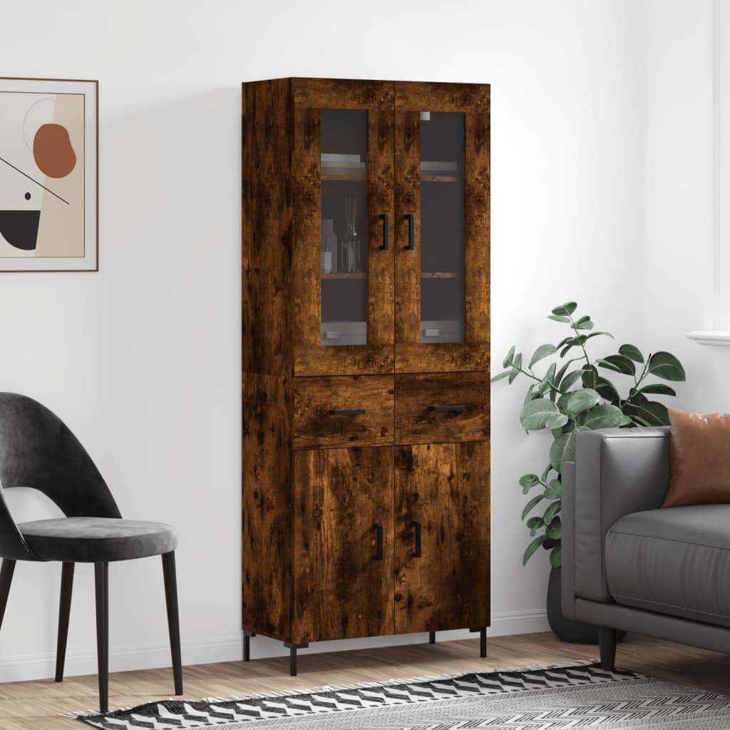 Highboard Smoked Oak 69.5x34x180 cm Engineered Wood