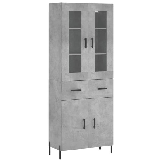 Highboard Concrete Grey 69.5x34x180 cm Engineered Wood