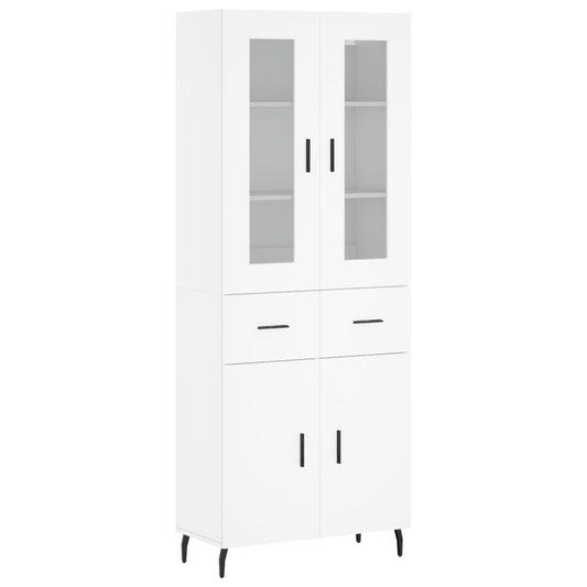 Highboard White 69.5x34x180 cm Engineered Wood