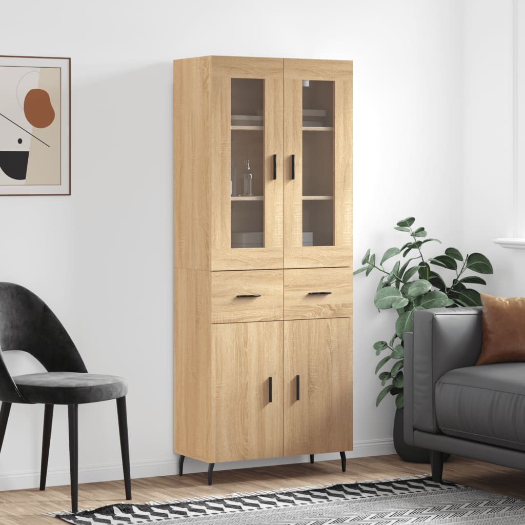 Highboard Sonoma Oak 69.5x34x180 cm Engineered Wood