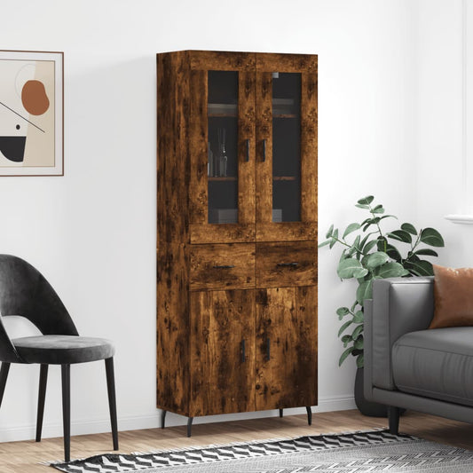 Highboard Smoked Oak 69.5x34x180 cm Engineered Wood