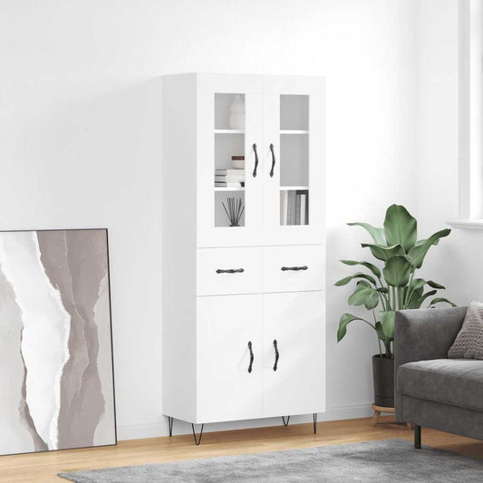 Highboard White 69.5x34x180 cm Engineered Wood