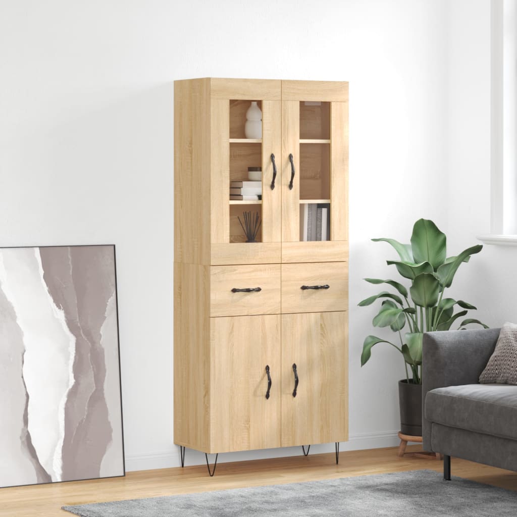 Highboard Sonoma Oak 69.5x34x180 cm Engineered Wood