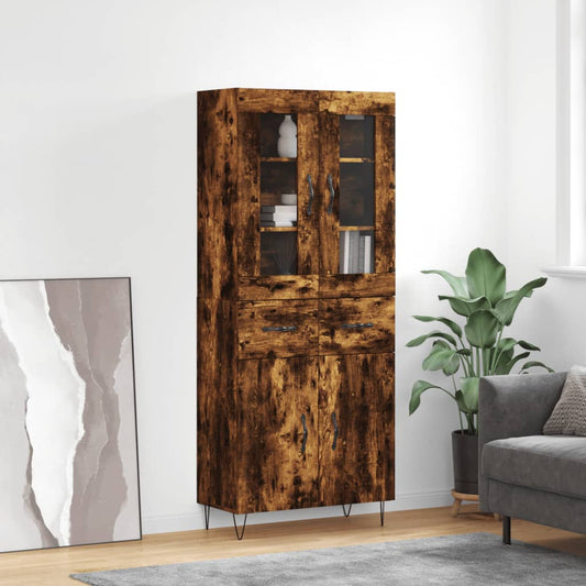 Highboard Smoked Oak 69,5x34x180 cm Engineered Wood