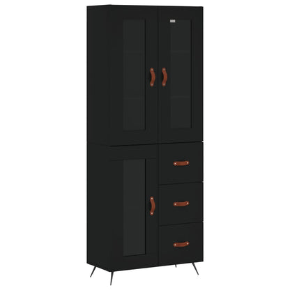 Highboard Black 69,5x34x180 cm Engineered Wood